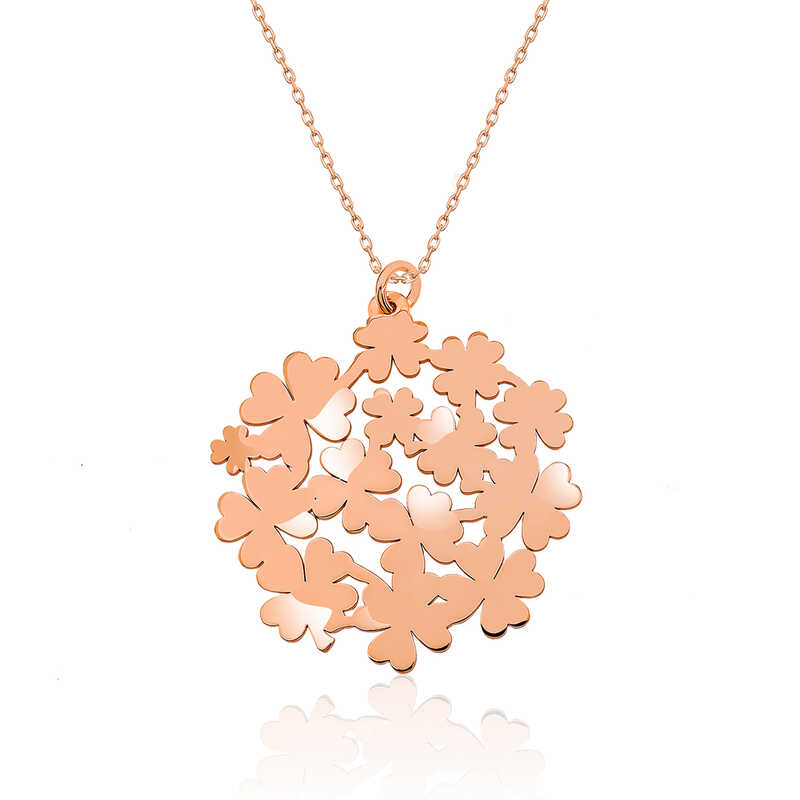 925 Ayar Gumus Yonca Buketi Kadin Gumus Kolye