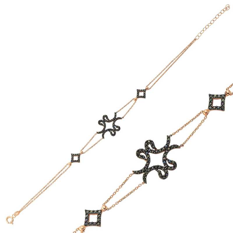 925 Ayar Gumus Rose Dort Vavli Bileklik