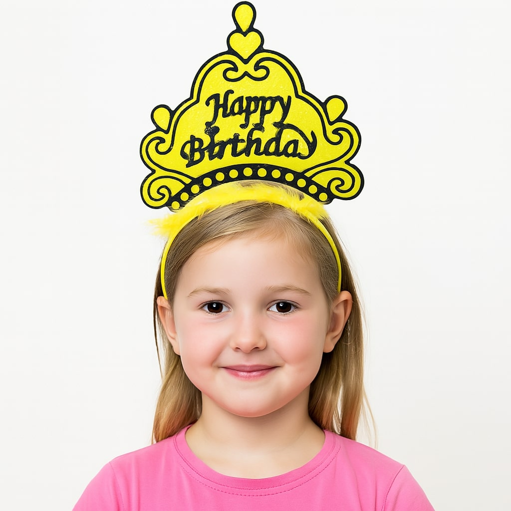 Sari Happy Birthday Prenses Taci – Dogum Gunu Tac Aksesuari