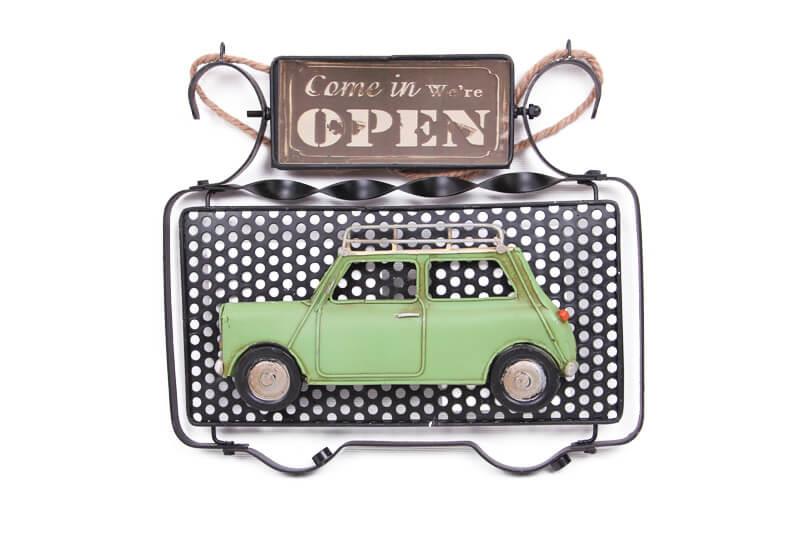 Dekoratif Metal Kapi Yazisi Araba Dekorlu Vintage Hediyelik