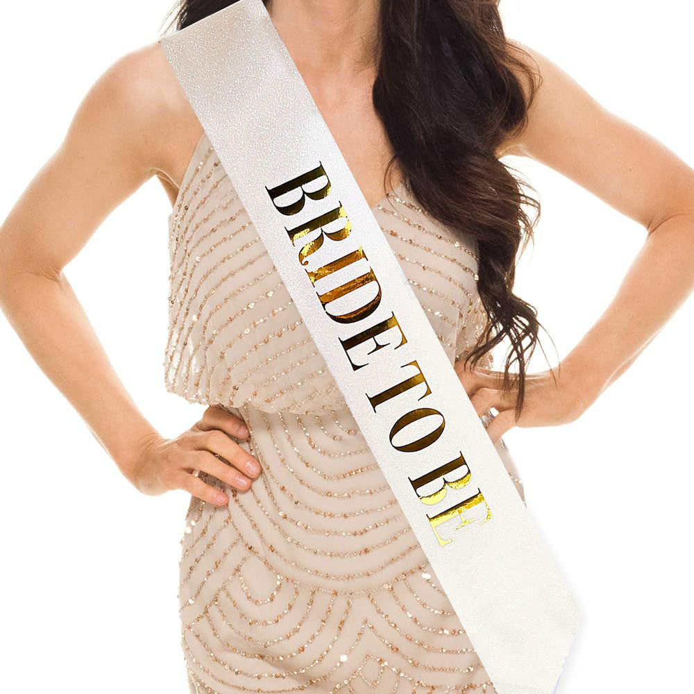 Beyaz Uzeri Altin Buyuk Bride To Be Yazili Simli Isiltili Kusak Kemer 10 cm Genislik