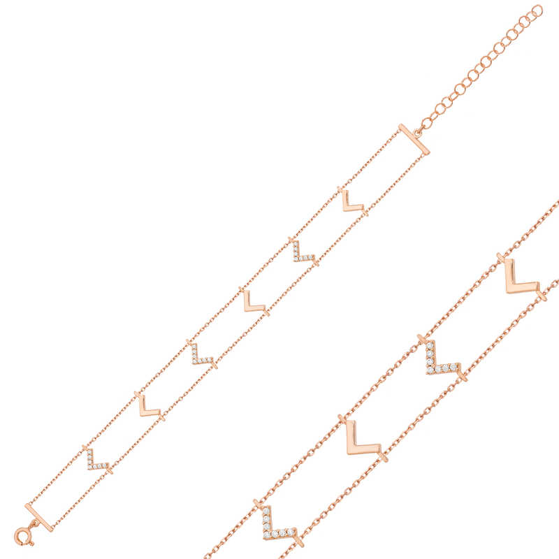 925 Ayar Gumus Rose V Bileklik