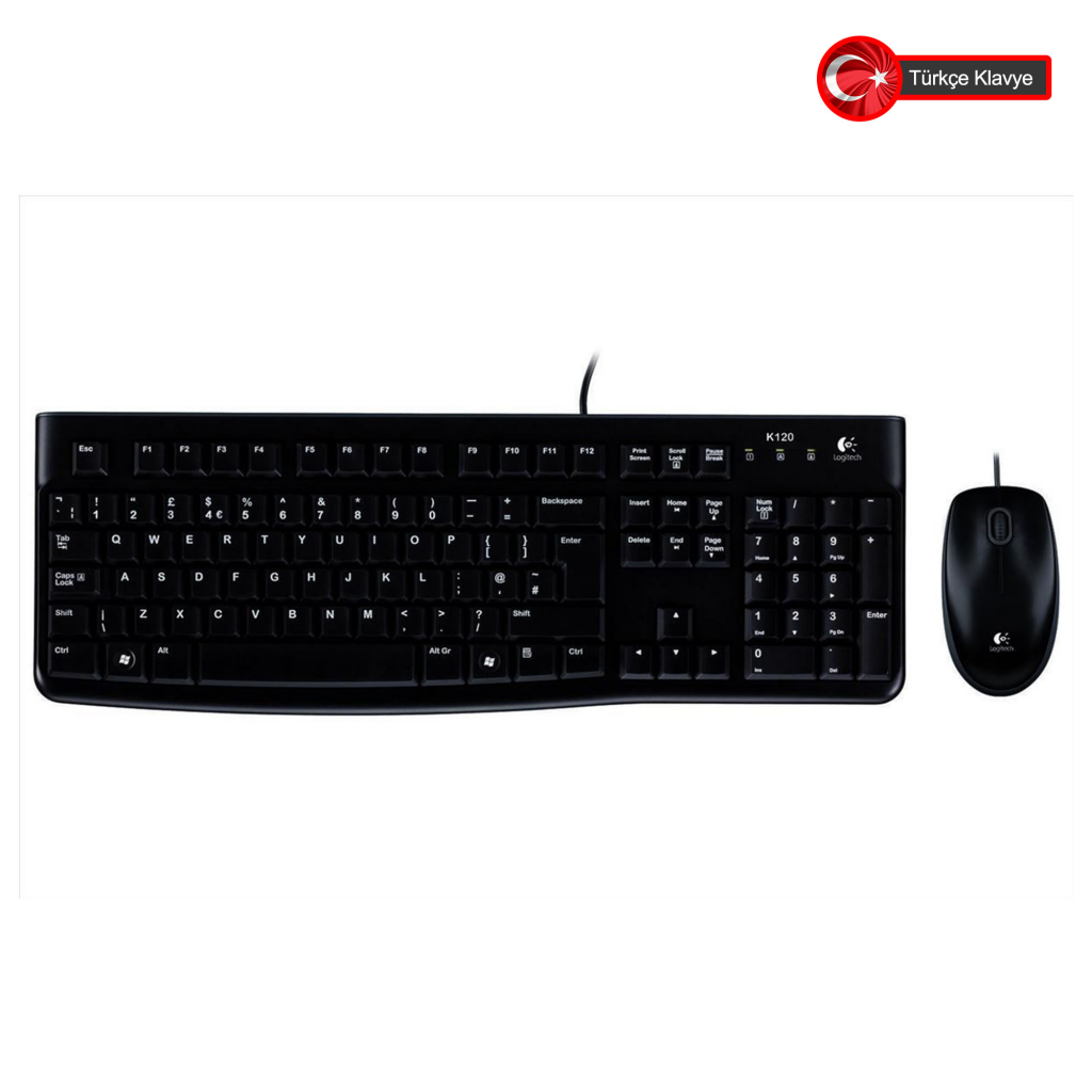 LOGITECH MK120, 920-002560, USB Kablolu, Turkce Q, Klavye Mouse Set