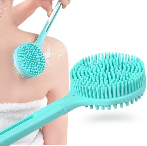 Cift Tarafli Silikon Uzun Sapli  Banyo Fircasi