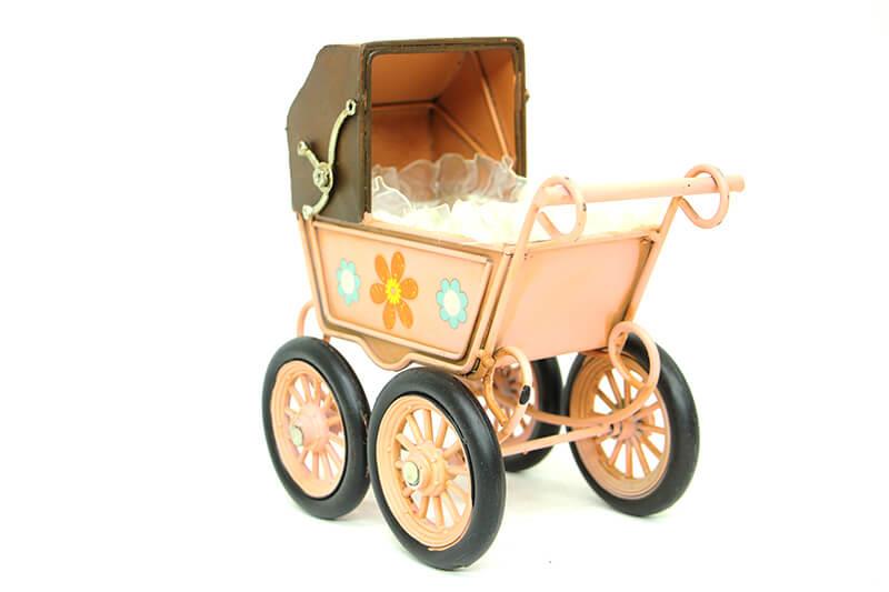 Dekoratif Metal Bebek Arabasi Biblo Vintage Hediyelik