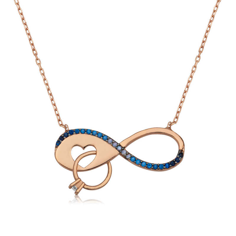 925 Ayar Gumus Sonsuzluk Tek Tas Kadin Gumus Kolye