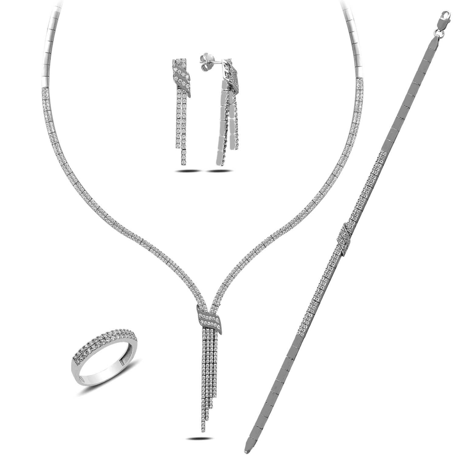 Gumus Kemerli Su Yolu Gelinlik Kadin Set