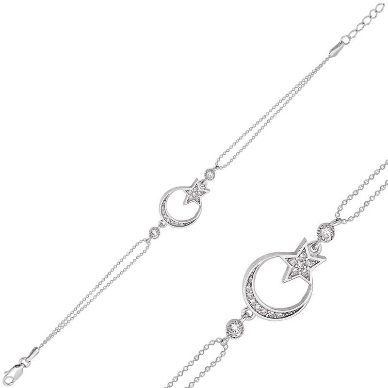 925 Ayar Gumus Ay Yildiz Bileklik