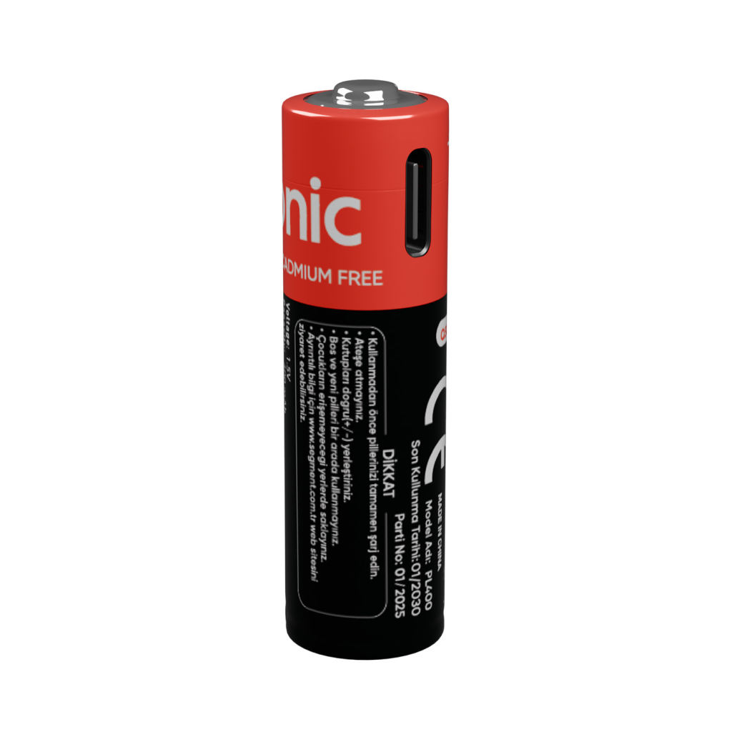 ASONIC PL400, AAA, Sarjli Pil, 1.5Volt, 400mAh/750mwh, Type-C ile Kolay Sarj,  2 li Paket (USB To Type-C Kablo Hediye)