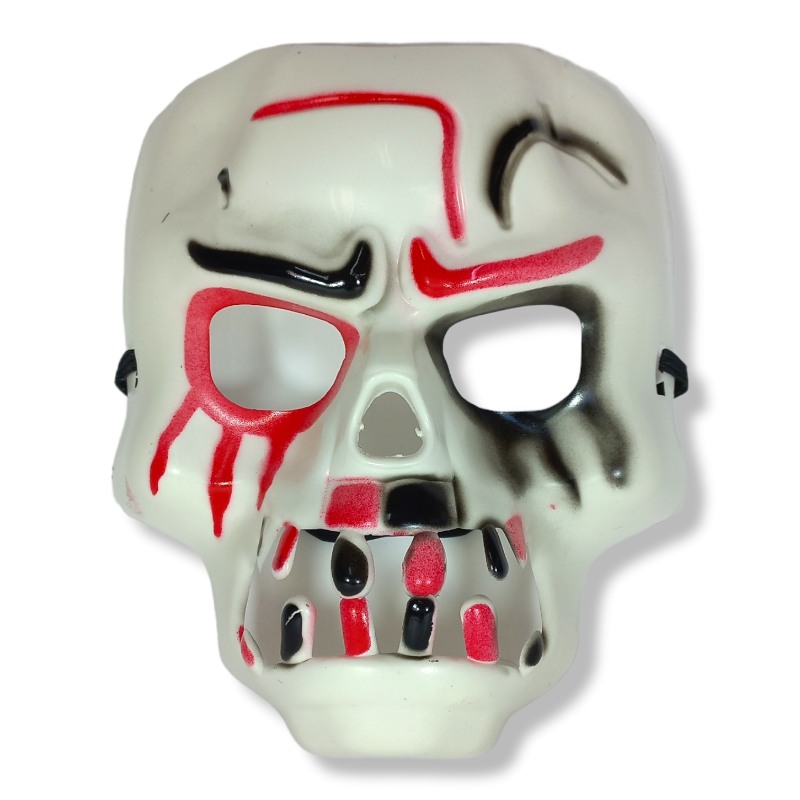 Beyaz Uzeri Rengarenk Korku Disli Kafatasi Maskesi 30x22 cm