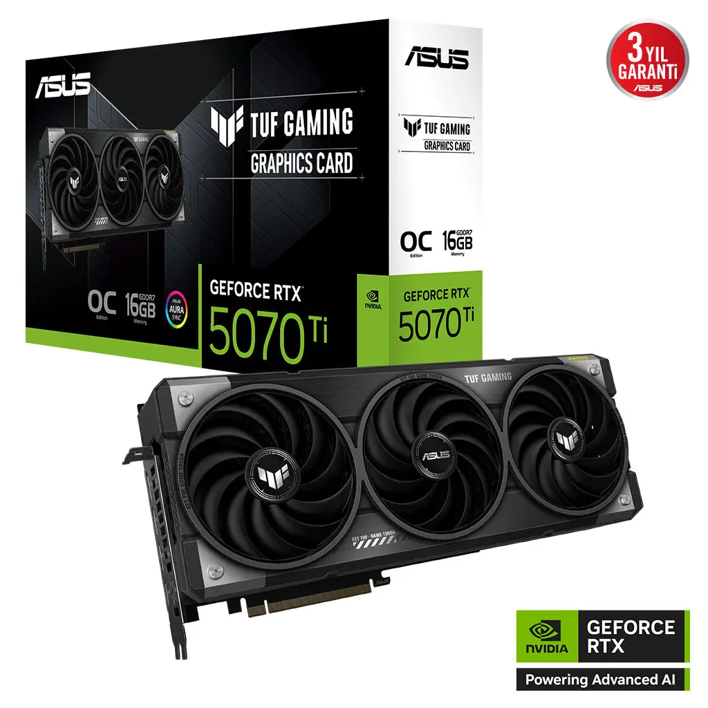 ASUS TUF-RTX5070TI-O16G-GAMING, 16Gb, 256Bit, GDDR7, 2xHDMI, 3xDP GAMING Ekran Karti