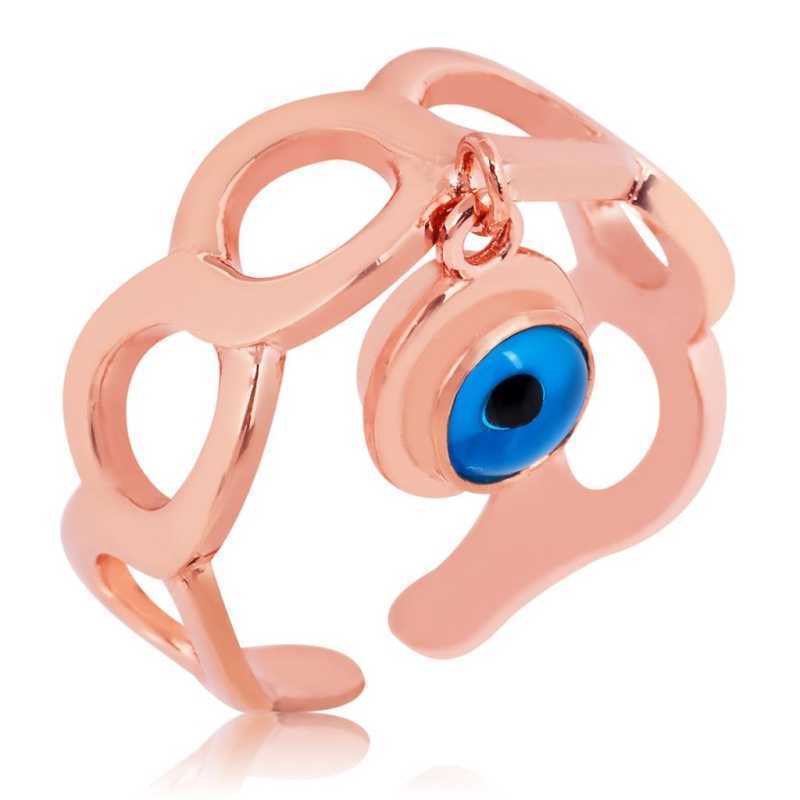 925 Ayar Gumus Rose Ayarlamali Nazar Goz Yuzuk