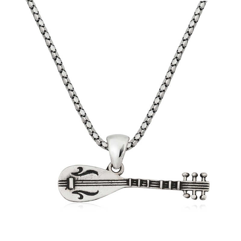 925 Ayar Gumus Saz Erkek Gumus Kolye