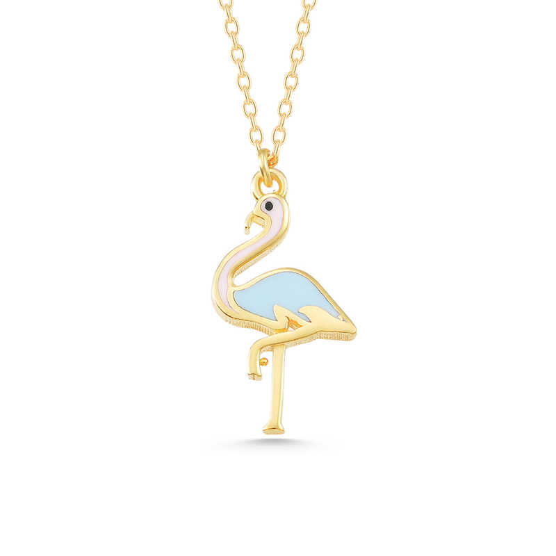 925 Ayar Gumus Gold Flamingo Kadin Kolye
