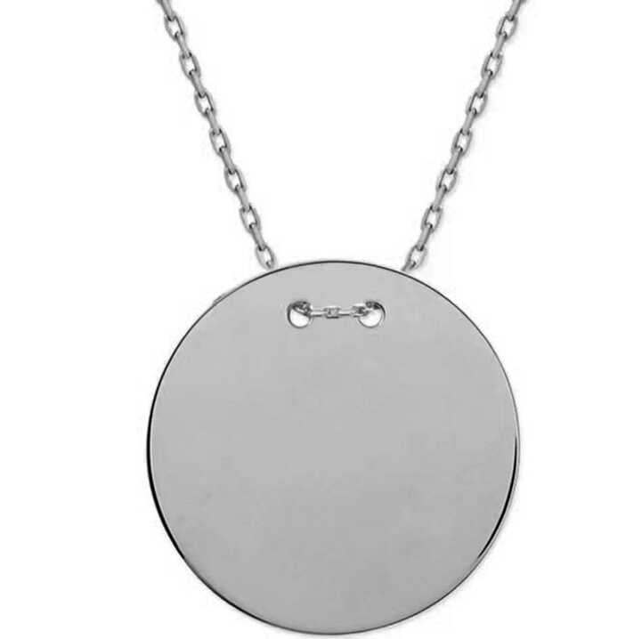 925 Ayar Gumus Yuvarlak Plaka Kolye