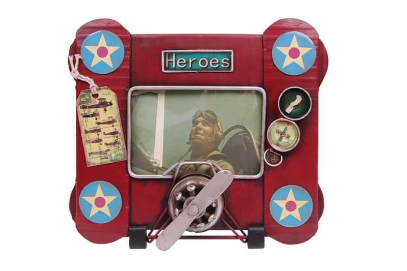 Dekoratif Metal Cerceve Ucak Temali Vintage Hediyelik