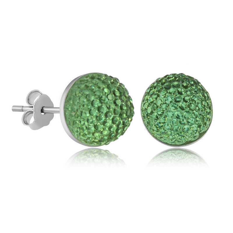 Gumus Yesil Kristal Civili Kadin Kupe