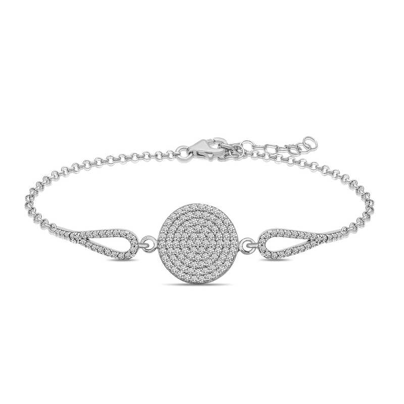 925 Ayar Gumus Zirkon Tasli Daire Bileklik