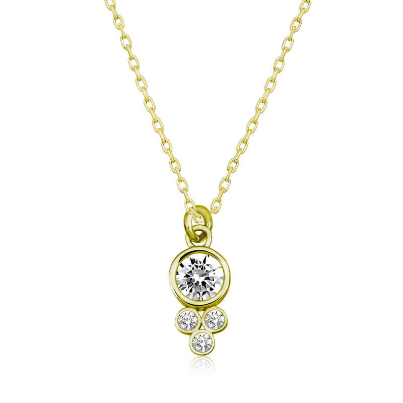 925 Ayar Gumus Cig Damlasi Yuvarlak Tektas Bayan Gumus Kolye