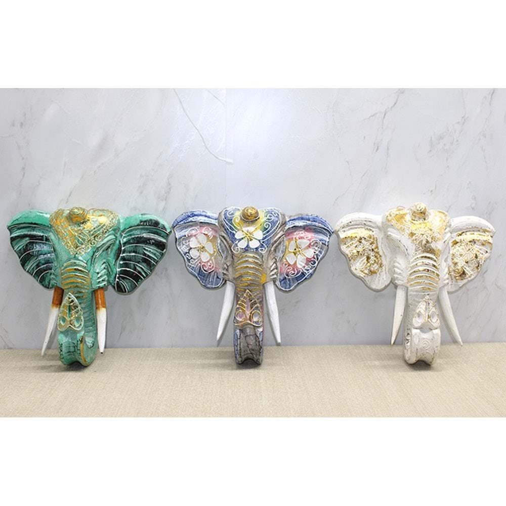 Duvara Asmali Renkli Fil Kafasi