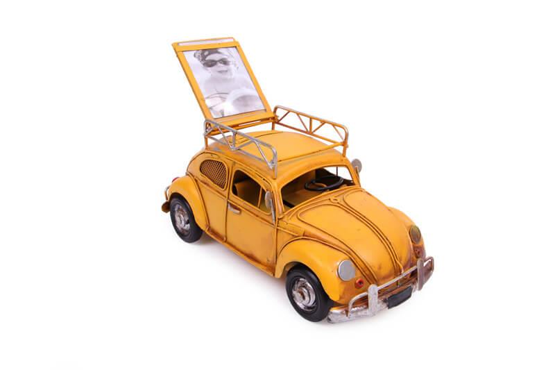 Dekoratif Metal Araba Cerceveli ve Kumbarali Hediyelik