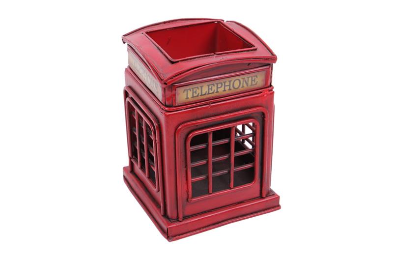 Dekoratif Metal Londra Telefon Kulubesi Kalemlik Vintage Hediyelik