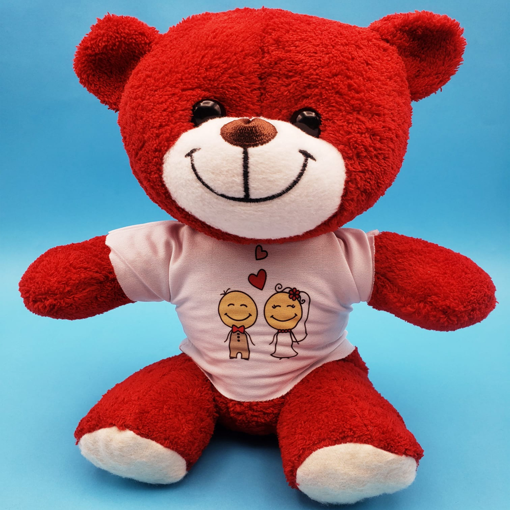 Gelin Damat Cift Baskili Tisortu Kirmizi Ayi