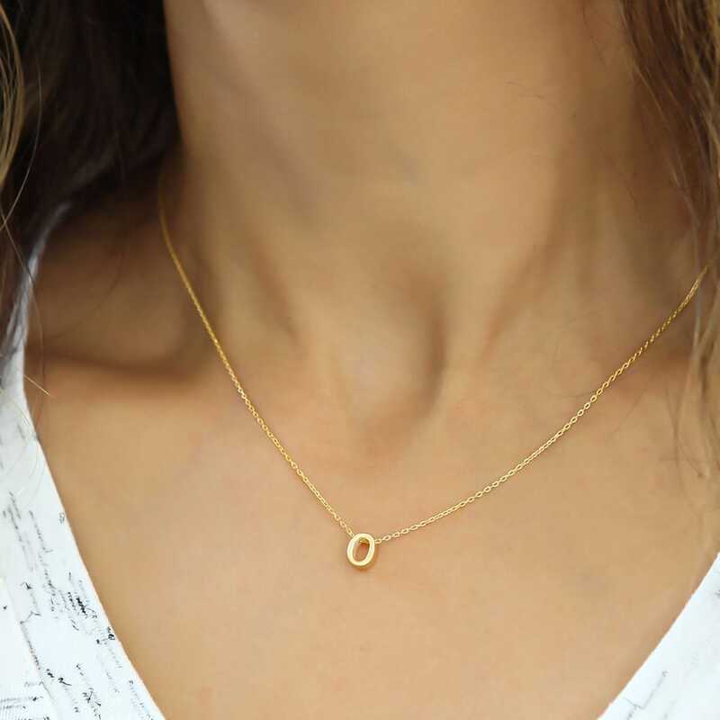 925 Ayar Gumus 3 Boyutlu Harf O Kadin Gumus Kolye