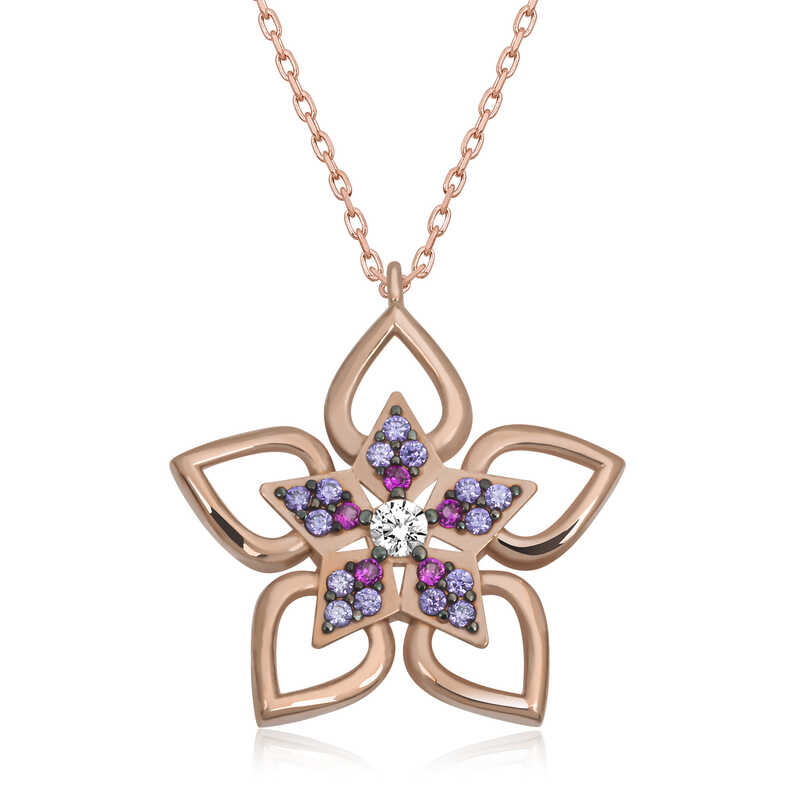 ​925 Ayar Gumus Cicek Kadin Gumus Kolye