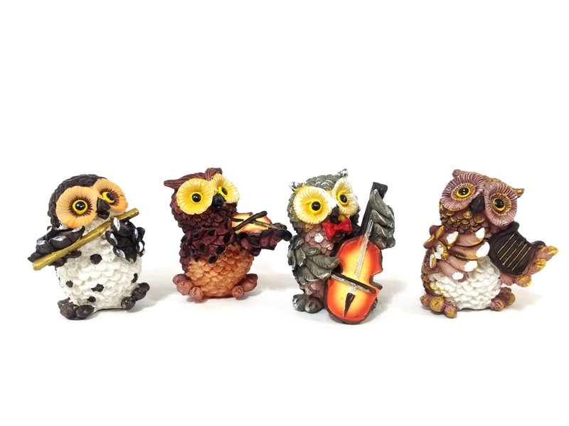 Muzisyen Baykuslar Biblo 4'lu Set Dekoratif Hediyelik