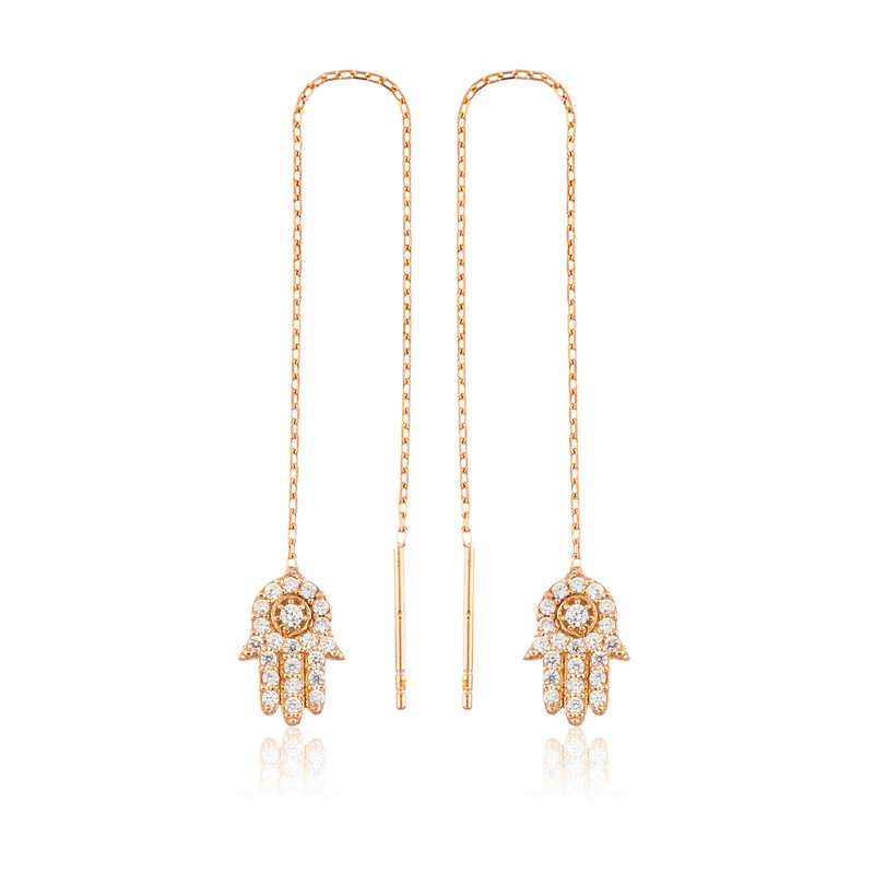 925 Ayar Gumus Zincirli Fatma Ana Eli Kupe