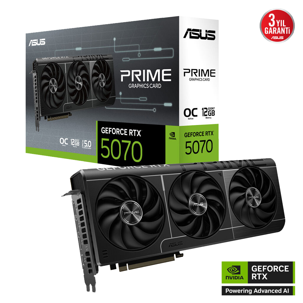 ASUS PRIME-RTX5070-O12G, 12Gb, 192Bit, GDDR7, 1xHDMI, 3xDP GAMING Ekran Karti