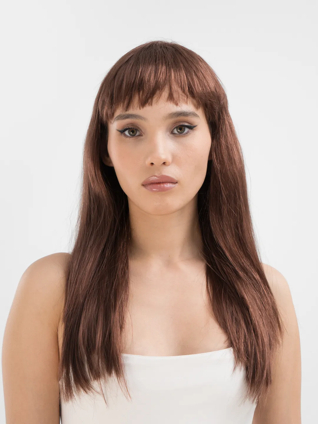 Kahve Renk Uzun Duz Parti Perugu - Uzun Kahverengi Peruk