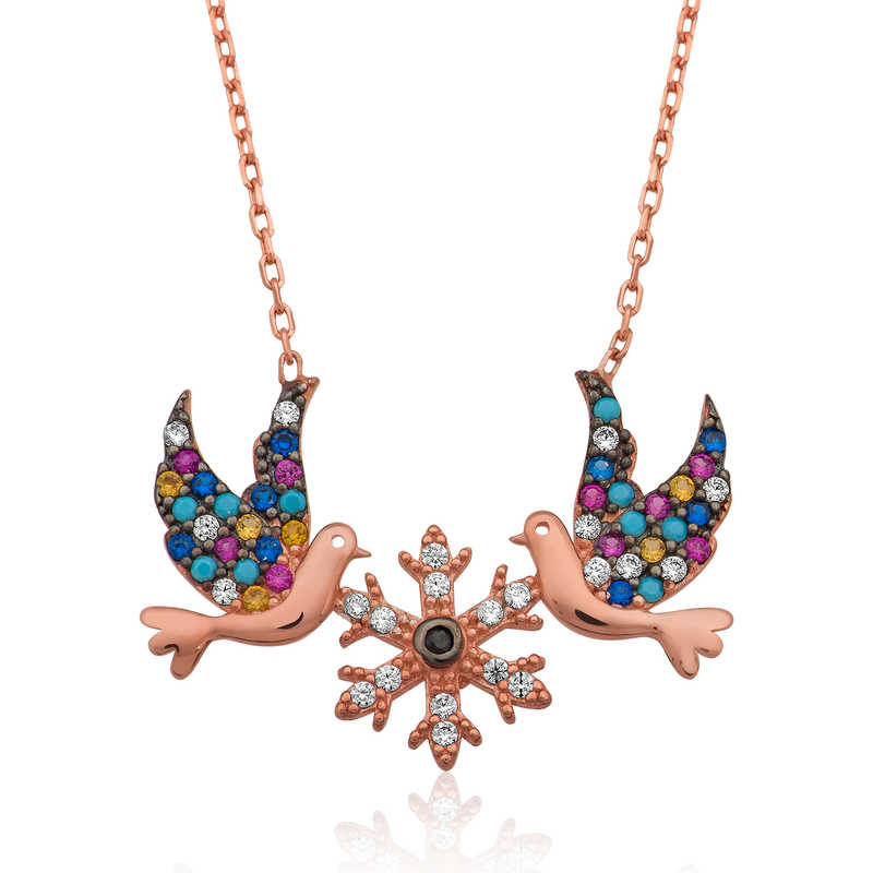 925 Ayar Gumus Ask Kuslari Kadin Gumus Kolye