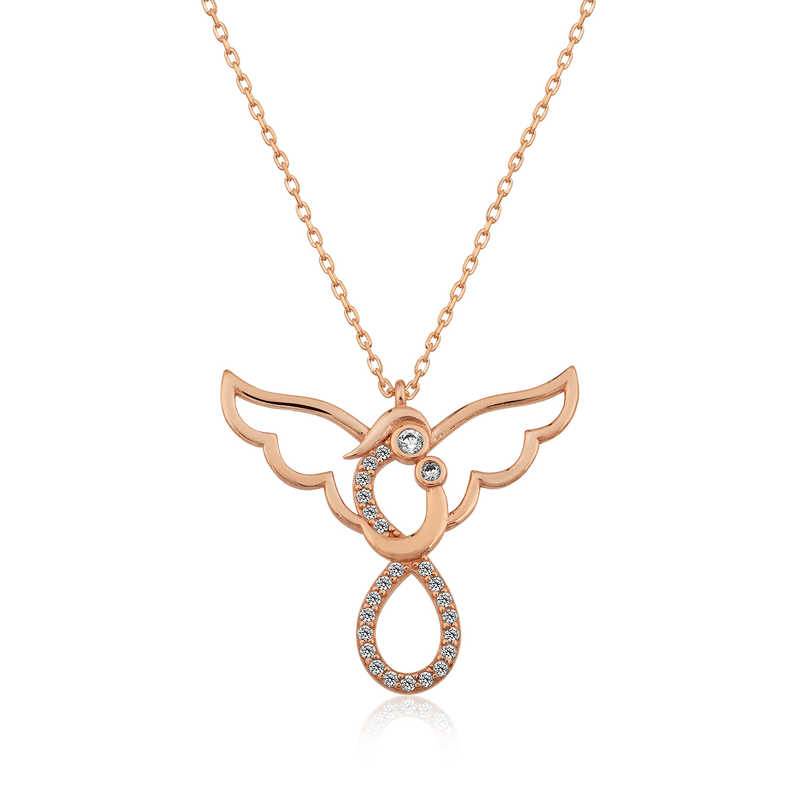 925 Ayar Gumus Rose Melek Anne Ve Cocuk Kolye