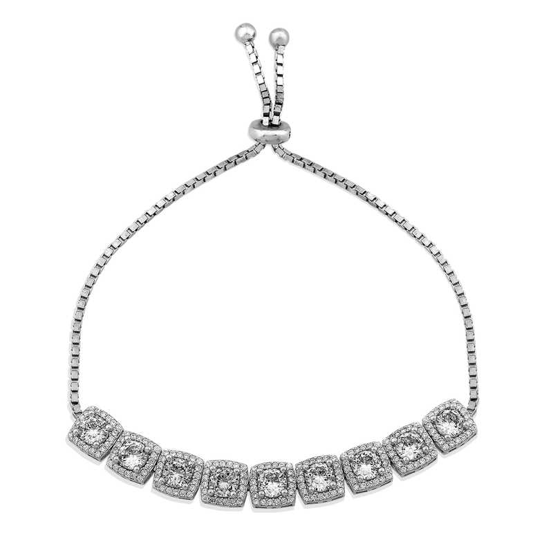 925 Ayar Gumus Kare Baget Tasli Asansorlu Bileklik