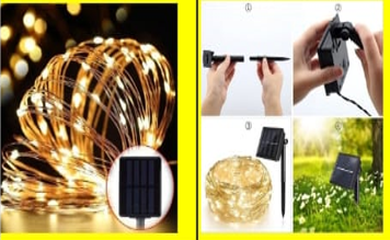 Solar Peri Led 20m 200 Led Gun Isigi Bahce Aydinlatma Dekorasyon Gunes Enerjili