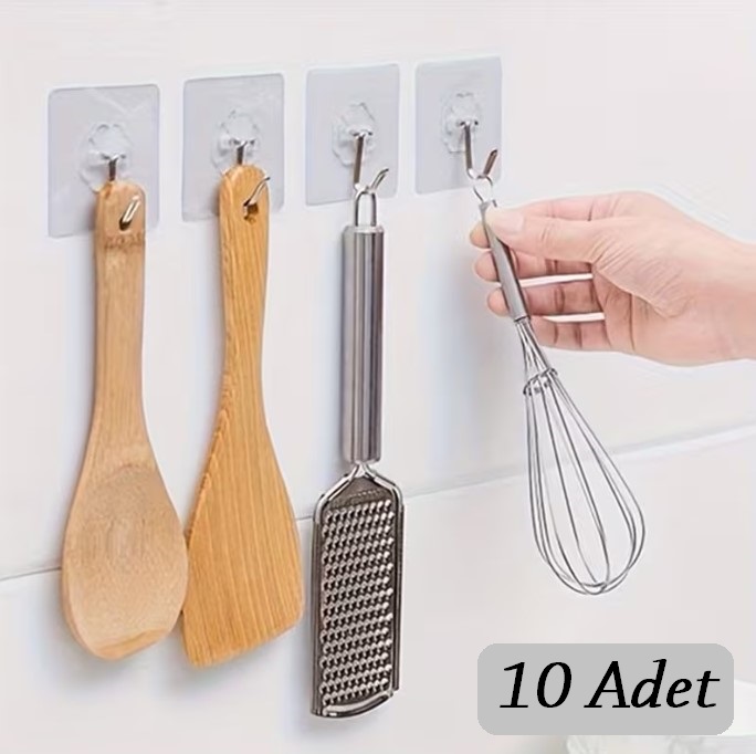 10 ADET Kendinden Yapiskanli Seffaf Aski