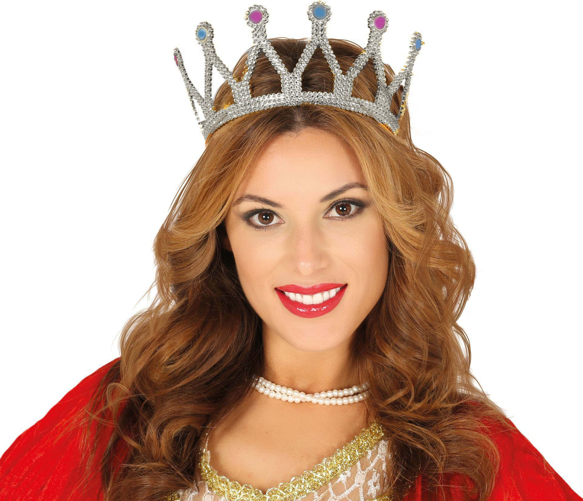 Ronesans Kostumlu Kraliyet Ortacag Gumus Kralice Prenses Taci