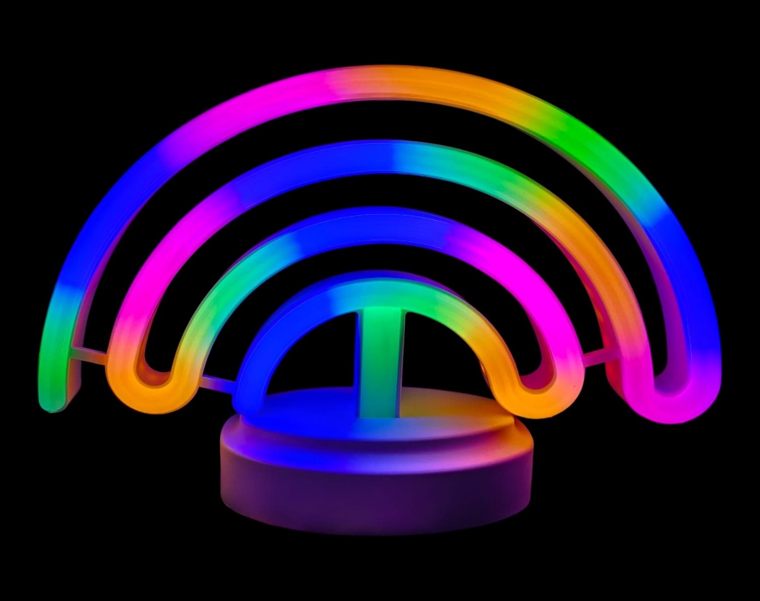 Neon Isikli Gokkusagi Masa Gece Lambasi Pil+Usb