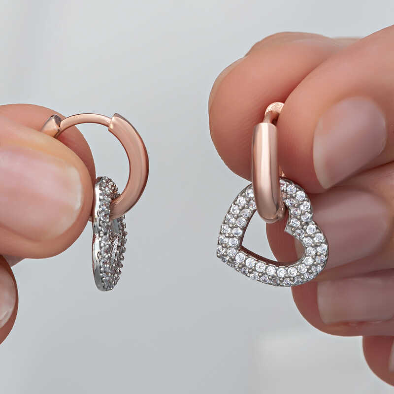 ​Gumus Rose Sallantili Kalp Kadin Kupe