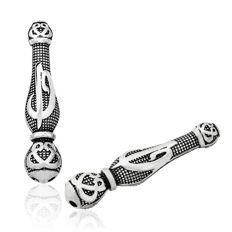 Gumus Nokta Islemeli Elif Vav Motifli Tesbih Imamesi