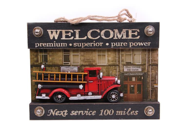 Dekoratif Metal Kapi Yazisi Itfaiye Araci Dekorlu Hediyelik