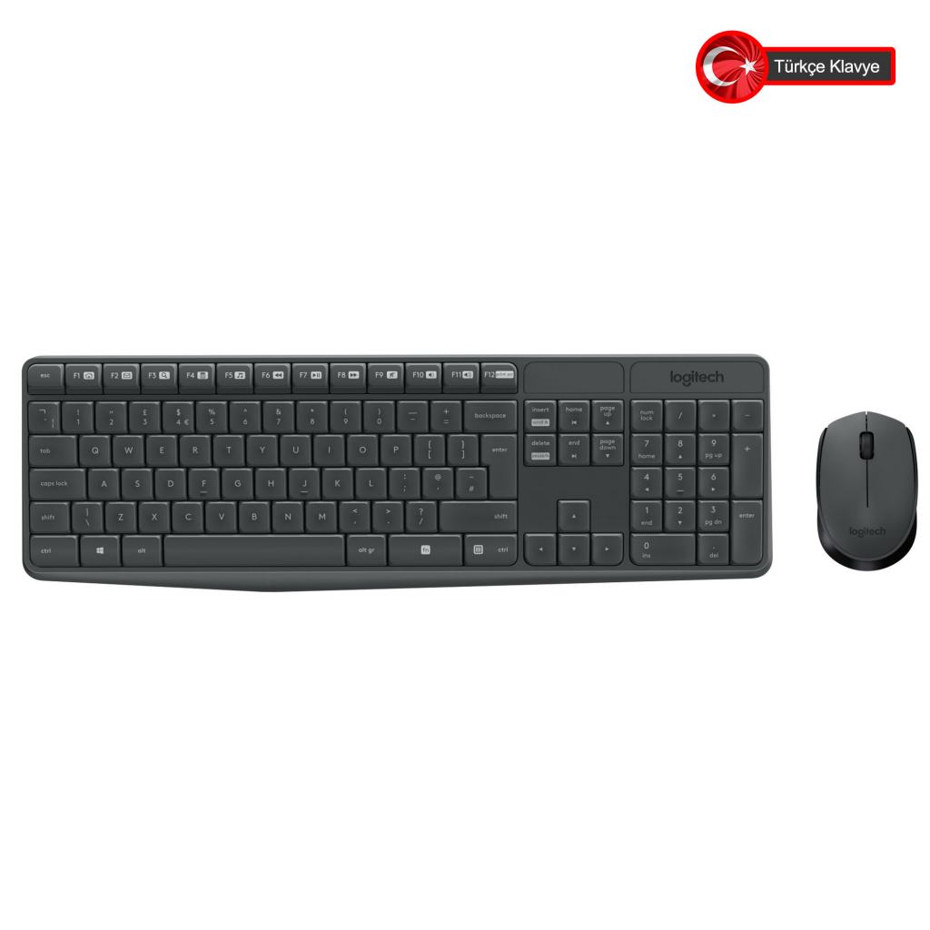 LOGITECH MK235, 920-007925, Kablosuz, Turkce Q, Klavye Mouse Set