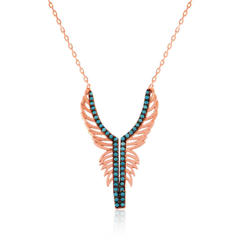 925 Ayar Gumus Melek Kanadi Kadin Gumus Kolye