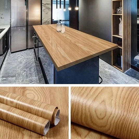 Ahsap Gorunumlu Duvar Kagidi Kendinden Yapiskanli 5 metre