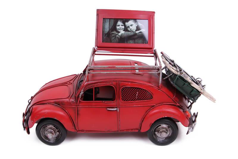 Dekoratif Metal Araba Cerceveli ve Kumbarali Hediyelik