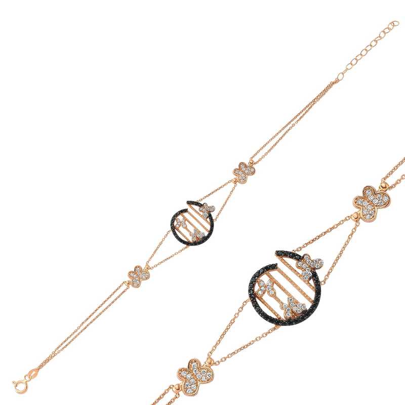 925 Ayar Gumus Rose Kelebek Bileklik