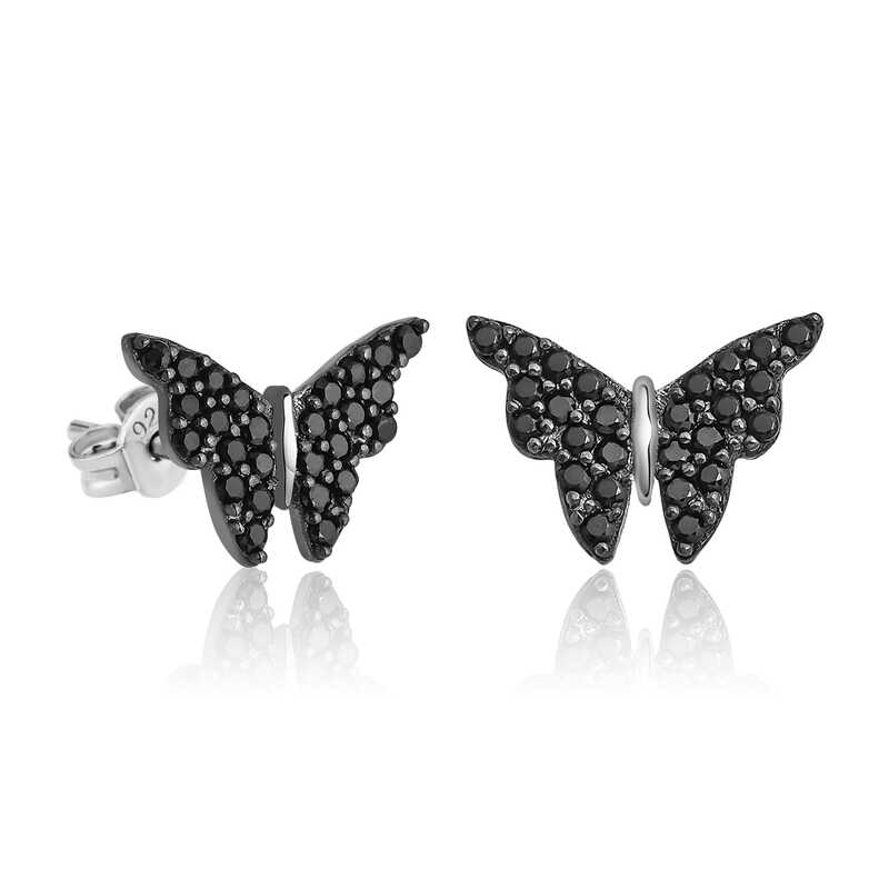 Gumus Siyah Kelebek Kupe