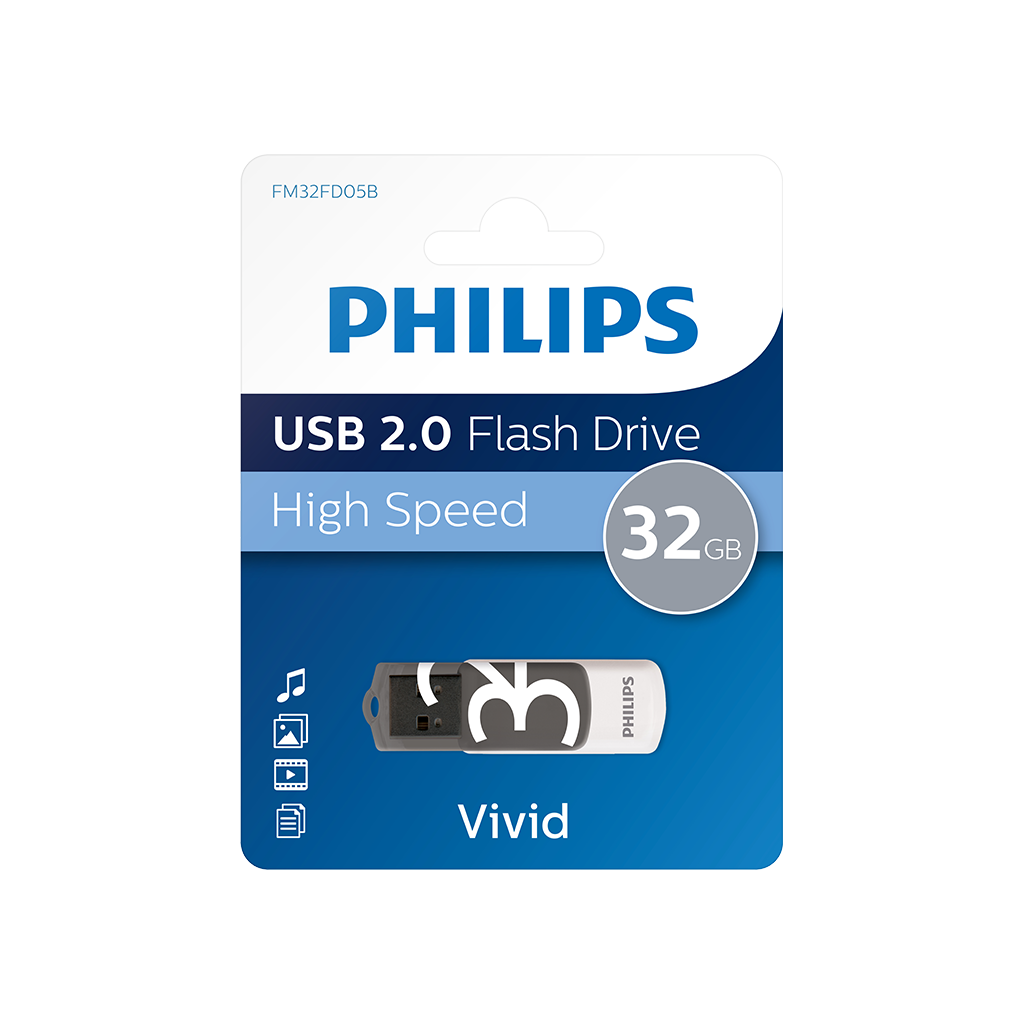 PHILIPS FM32FD05B, 32GB, USB 2.0, Vivid, Golge Grisi, Flash Disk